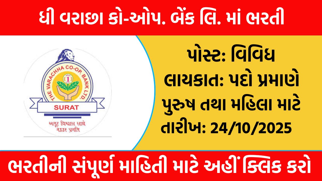 The Varachha Co-op. Bank Ltd. Recruitment